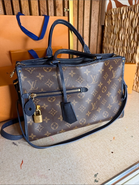 Louis Vuitton Handbags - Louis Vuitton Monogram Satchel in Brown with Navy Trim